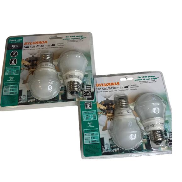 Lot of 4 Sylvania Compact Fluorescent Light Bulb Fan Soft White Mini 9W New - Picture 1 of 5